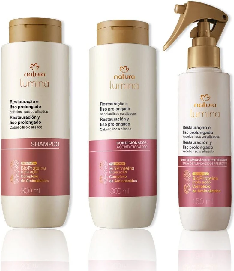 Kit lumina liso prolongado-shampoo, acondicionador y spray